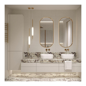 Minimalist Wall Mounted <strong>Rustic</strong> Glass Wash Basin Plywood Double Sink Bathroom Vanities <strong>Cabinet</strong> With Mirror - Product Image 6
