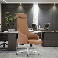 Chaise de direction moderne et professionnelle en cuir avec hauteur réglable, base en acier épais, mécanisme robuste pour les intérieurs d'entreprise