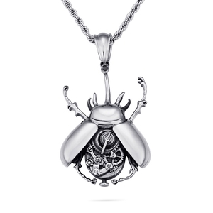 Collana YK Steampunk Scarabeo in Acciaio al Titanio, Gioiello Meccanico con Pendente a Ingranaggio, Charm Rock alla Moda, Regalo Trendy - Product Image 1