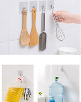 Crochet mural adhésif transparent en plastique, crochet mural robuste et résistant, crochets en acier inoxydable pour salle de bain et cuisine