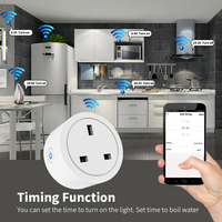 Enchufe Inteligente con Medidor de Energía y Control por Voz, Compatible con Alexa y Google Home, 16A, Enchufe del Reino Unido, Tuya 2.4GHz WIFI