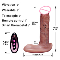 Teleskop vibrierender großer Penis Fernbedienung Heizung Realistischer Gurt auf Dildo vibrator Adult Anal Plug Dick Sexspielzeug für Frauen