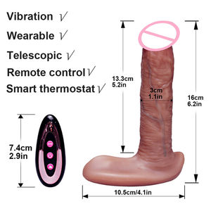 Vibrador telescópico, pene grande, Control remoto, calefacción, Correa realista en consolador, vibrador, tapón Anal para adultos, pene, Juguetes sexuales para mujeres - Product Image 2