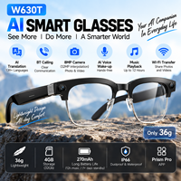 Nouvelles Lunettes Intelligentes W630T 2026 avec Caméra IA, Enregistrement Photo/Vidéo 8MP, Transfert WiFi, Traduction IA, Appel Bluetooth, Protection IP66