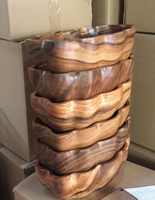 Bol à soupe en bois massif, bol décoratif pour fruits, bol à pâte en bois, bol en bois poli, bol décoratif, saladier naturel