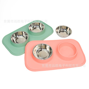 Gamelles pour animaux de compagnie en acier inoxydable avec tapis en silicone pour une alimentation lente pour chats et chiens 800 ml - Product Image 1