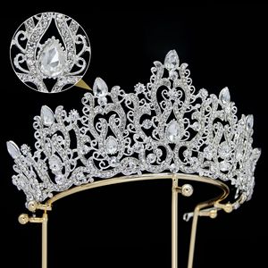 Couronne de mariée de luxe Fashion Rosa Bessie, en or et argent, avec de grands cristaux et strass, pour femmes, anniversaire, concours de beauté, mariage - Product Image 4