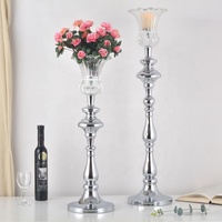 Vase à fleurs en métal doré de luxe avec support en verre, élégant centre de table de mariage, grand porte-bougie pour la décoration de table de fête