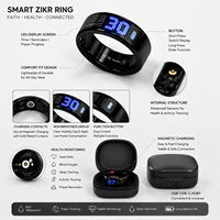Anillo Inteligente Qibla Zikr con Alarma de Dirección, Contador Tasbih, Control por Aplicación, Análisis de Salud y Sueño con IA, Pantalla LED, para Musulmanes
