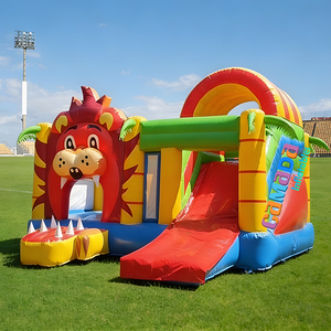 Castillo Hinchable <span class=keywords><strong>con</strong></span> Tobogán <span class=keywords><strong>de</strong></span> León, Combo <span class=keywords><strong>de</strong></span> Juegos Inflables para Niños, Casa Hinchable, Tobogán Seco para Jardín - Product Image 1
