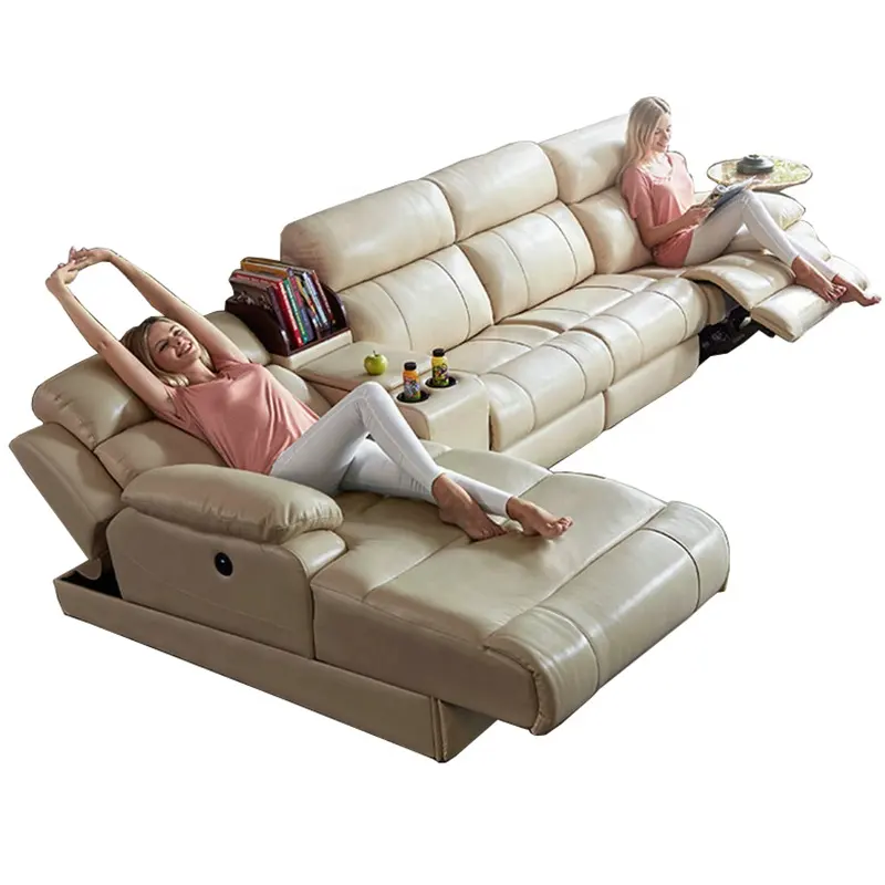 Neuestes Design Italienische bequeme cremefarbene Leders ofas Wohn möbel Elektrische Liege Schlaf Chaise Lounge Liege sofa