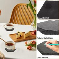 Ensemble de tapis de table en ardoise hexagonale de 10 cm de haute qualité fait à la main sous-verres et napperon à bord naturel Caractéristiques durables de style classique