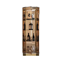 Meuble d'Angle Triangle de Luxe pour Salon Petit Appartement, Casier à Vin Mural en Verre, Vitrine de Bureau Faite Main