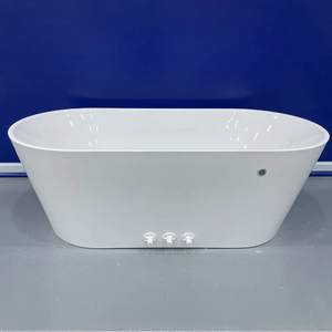 Baignoire de salle de bain blanche noire Baignoire dissimulée à bord mince Baignoire autoportante Baignoire sur pied ovale - Product Image 3