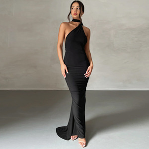 Luxurious Backless Solid Color Sleeveless Bodycon Lady Elegant <strong>Sexy</strong> <strong>Long</strong> <strong>Dresses</strong> Women - Product Image 5