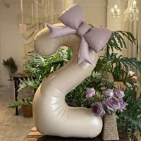 Papillon mat Bowknot Caramel Cream Number 0-9 Ballons en aluminium Décoration d'anniversaire pour enfants adultes