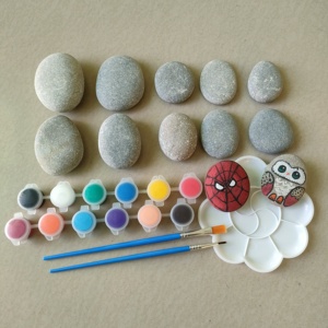 Wholesale Non-toxic Acrylic Rock Painting Kit Graffiti Diy Toys <strong>Polished</strong> Flat <strong>River</strong> Pebble <strong>Stones</strong> for Kids - Product Image 2