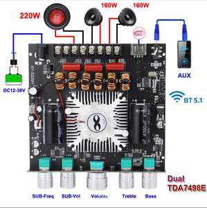 บอร์ดเพาเวอร์แอมป์ TPA3251 BLE 2*220W+350W 2.1 แชนแนล คลาส D พร้อมการ์ดเสียง USB ซับวูฟเฟอร์ ระบบเสียงสเตอริโอ ปรับแต่งเสียงในตัว - Product Image 3
