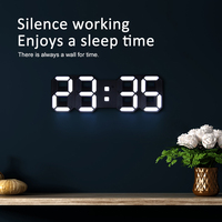 Reloj de Pared Digital LED 3D con Pantalla Grande para Pasillo Moderno EMAF, Reloj de Escritorio con Calendario, Decoración para Hogar, Oficina, Bar, Restaurante