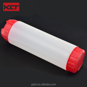 Botella exprimible de 18 oz para salsa BBQ, dispensador recargable con tapa abatible blanca, para miel, mostaza, teriyaki, material PE, apto para lavavajillas - Product Image 4