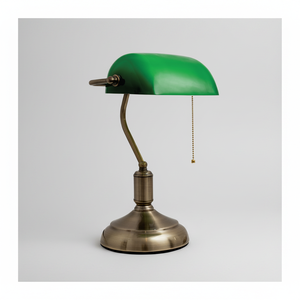 Green Leather/Green <b>Table</b> Top Bank Desk Lamp 1xE27 L.27xAn.19 XAl.39 cm - Product Image 2