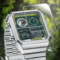 Mark Fairwhale Jam Tangan Elektronik Digital Pria Alarm Tanggal Suhu 3atm Tahan Air Tali Logam 36X48Mm Jam Tangan Olahraga FW-4460