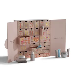 Riciclabile scatola regalo di Natale di lusso con Design personalizzato per la cura della pelle cosmetica 24 giorni con cassetto in cartone