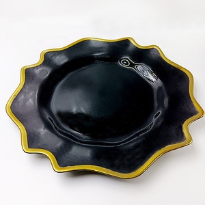 All'ingrosso 13 pollici cerchio oro poligonale ottagonale banchetto di nozze vetro nero caricatore Underplate - Product Image 4