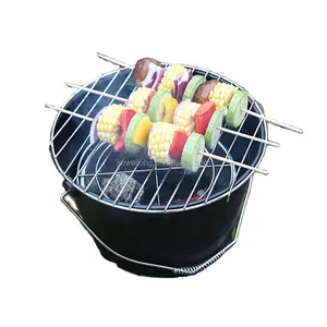Нержавеющая сталь печи гриль на углях портативный BBQ бочонок для барбекю на открытом воздухе ведро для пляжа и кемпинга