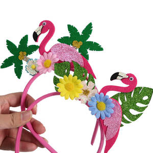 नई हैवायन ग्रीष्मकालीन समुद्र तट नृत्य पोशाक फूल हेडबैंड नारियल के पेड़ फ्लैमिंगो हेडबैंड - Product Image 2