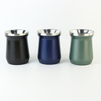 GZYSL RTS 8 oz נירוסטה מדאי כוס ארגנטיני דלעת סוג כפול קיר חום בידוד תה ספל עם ומביליה כפית קש