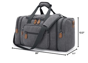Large Canvas Duffle <b>Bag</b> Expandable 60L Weekend <b>Overnight</b> Travel <b>Bag</b> Portable Gym Sports Handbag with Adjustable Shoulder Strap - Product Image 2