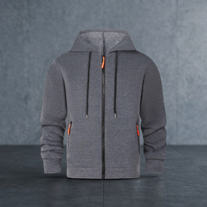 Sudadera con capucha y cremallera para hombre, personalizada, estilo vintage, lavada, con bolsillo desgastado, oversize, de forro polar, con estampado, tejida, cuello alto, talla XL, holgada, para otoño, 300g - Product Image 3