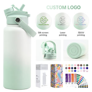 Vaso Térmico Personalizado con Tapa de Colores 18oz 32oz Recubierto en Polvo Botella de Agua de Acero Inoxidable Aislada al Vacío de Doble Pared con Popote - Product Image 4