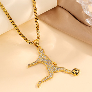 Collier Hip <span class=keywords><strong>Hop</strong></span> Champion de Football <span class=keywords><strong>en</strong></span> Zircon, Bijoux <span class=keywords><strong>en</strong></span> Acier Inoxydable, Chaîne <span class=keywords><strong>en</strong></span> Or pour Hommes, Australie - Product Image 3