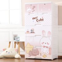 Armoire de rangement suspendue à double niveau, design moderne, motif dessin animé pour bébé, grande capacité, pour vêtements et literie de salon, vente en gros