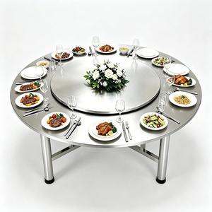 Table ronde de salle <span class=keywords><strong>à</strong></span> manger en acier inoxydable commercial, grande conception séparée avec plateau tournant amovible pour banquet, <span class=keywords><strong>restaurant</strong></span> et hôtel - Product Image 1