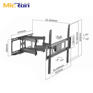 360 graden draaibare tv-standaard voor 32 tot 85 inch volledig beweegbare wandbeugel - Product Image 6