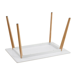 Mesa de Jantar de Madeira Branca por Atacado, Tampo de MDF Retangular 120/80/75cm, Móveis de Cozinha - Product Image 6