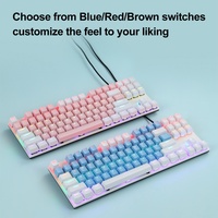 Clavier de jeu mécanique compact TKL 75% HX-JX02 avec interrupteurs rouges, rétroéclairage LED coloré, USB, métal, 87 touches, filaire pour ordinateur portable, PC, joueurs