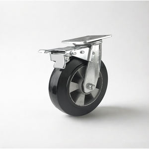 Roulettes industrielles pivotantes robustes en aluminium avec bande de roulement en caoutchouc élastique et support plaqué - Product Image 5