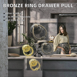 <strong>Antique</strong> Vintage Rustic <strong>Style</strong> Zinc Ring Single Hole Durable Pull Cabinet Door Furniture Handle Kitchen Villa Hanging <strong>Drawer</strong> - Product Image 2