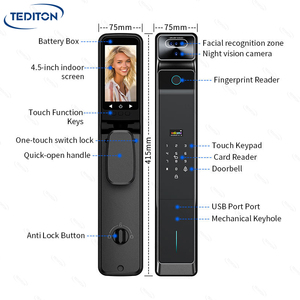 Tediton nhà máy kỹ thuật số khóa tuya Video intercom Nhận dạng khuôn mặt thông minh khóa cửa sinh trắc học vân tay vân tay khóa cửa - Product Image 6