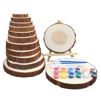 Hot Sale 3-12cm Natural Pine Runde unvollendete Holz scheiben Kreise mit Baumrinde Log Dics Diy Craft für rustikale Hochzeits feier