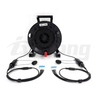 Connecteur à faisceau étendu HXB 15 6 cœurs, enrouleur de câble en plastique portable, fibre optique tactique blindée TPU avec tambour en plastique