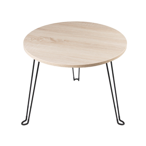 Modern Portable Round Coffee <b>Table</b> Wooden Top Wire Frame <b>Mini</b> Laptop <b>Table</b> Convertible Tea <b>Table</b> for Home Use - Product Image 1