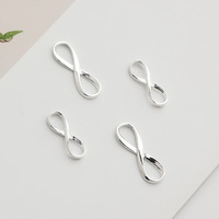 Connecteur Fermoir Figure 8 en Argent Sterling S925, Idéal pour la Fabrication de Bijoux DIY (Bracelets, Colliers, Cordons Tressés, Perles) - Vente Chaude