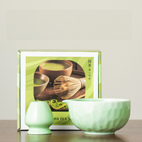 Ensemble de fouets à matcha dégradé de haute qualité, 5 pièces, style japonais, céramique écologique, grande capacité de 550 ml, outil à thé avec boîte colorée