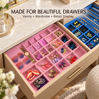Plateau de rangement en velours personnalisé pour bijoux, avec séparateurs amovibles et compartiments sur mesure pour bagues, montres et bracelets