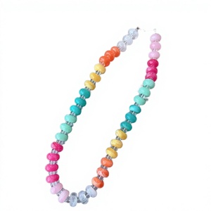 Collar de cadena con cuentas acrílicas de arcoíris y perlas, estilo fresco y pequeño, para mujer, accesorios transfronterizos europeo-americano, ideal para fiestas. - Product Image 2
